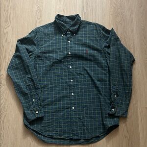 Men’s Ralph Lauren Blue and Green Plaid Button Down Shirt L